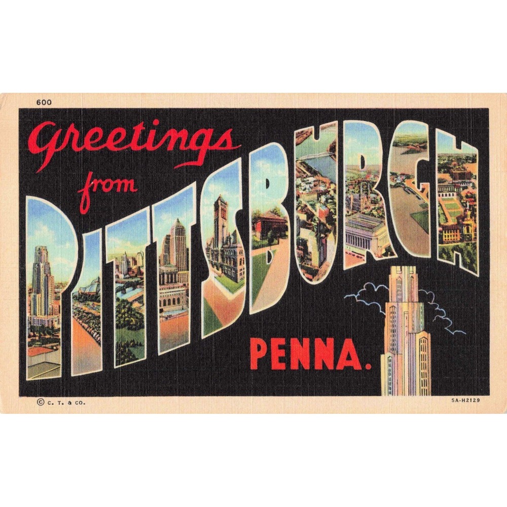 Vintage Greetings from Pittsburgh Penna Linen Large Letter Postcard Minsky Bros